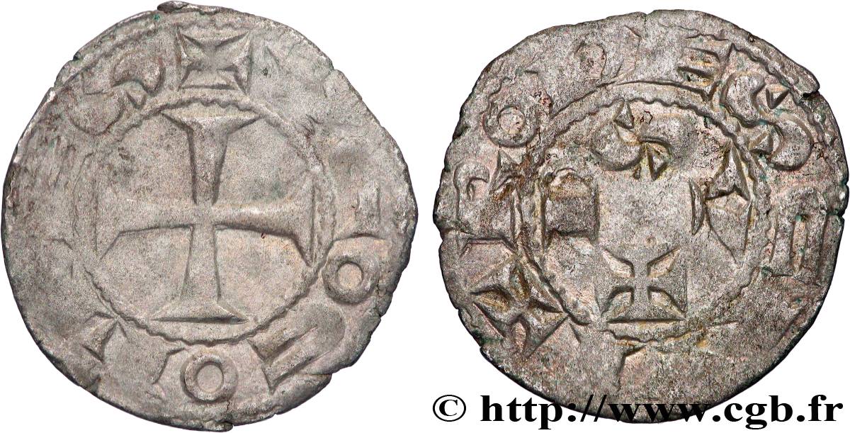 LANGUEDOC - COUNTY OF RODEZ - HUGH II AND HUGH III Denier XF