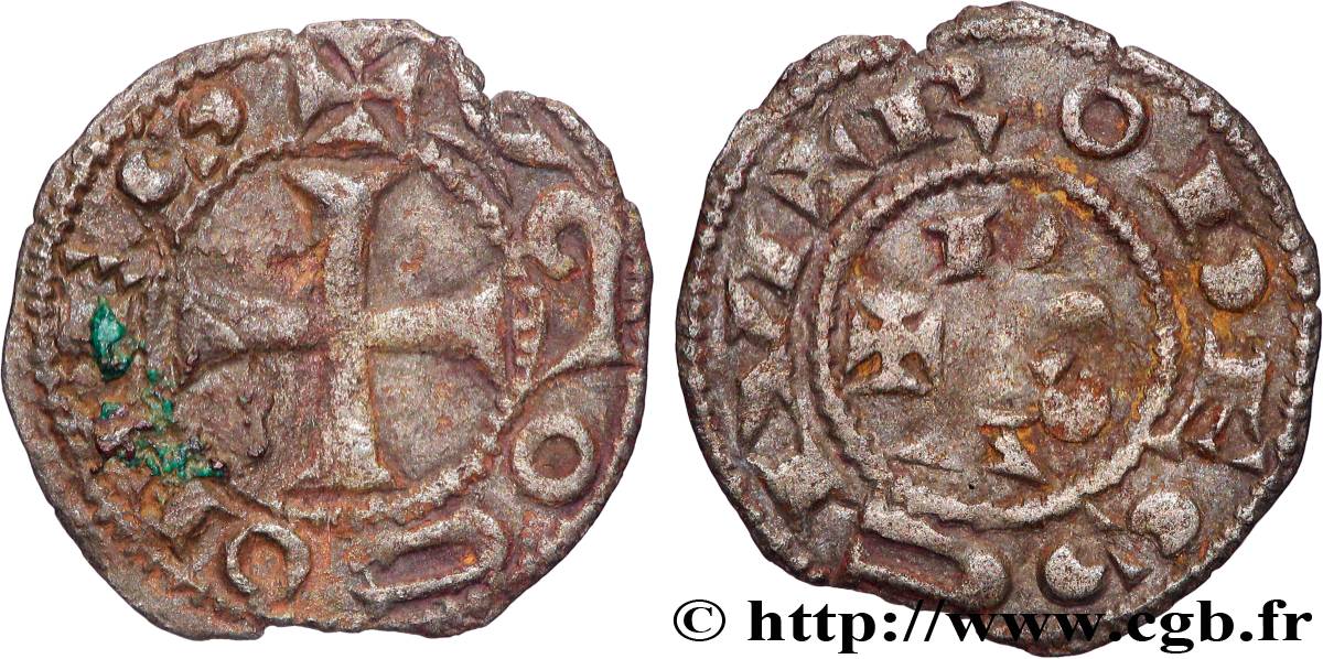 LANGUEDOC - COUNTY OF RODEZ - HUGH II AND HUGH III Obole VF
