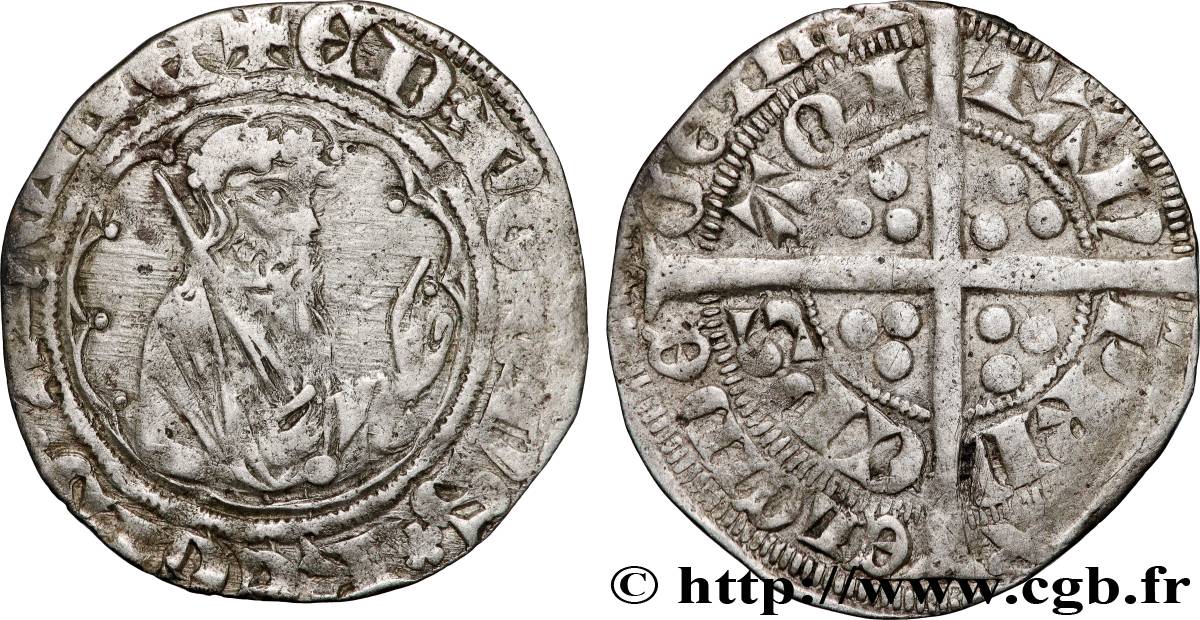 DUCHY OF AQUITANY - EDWARD THE BLACK PRINCE Demi-gros RC+/BC+