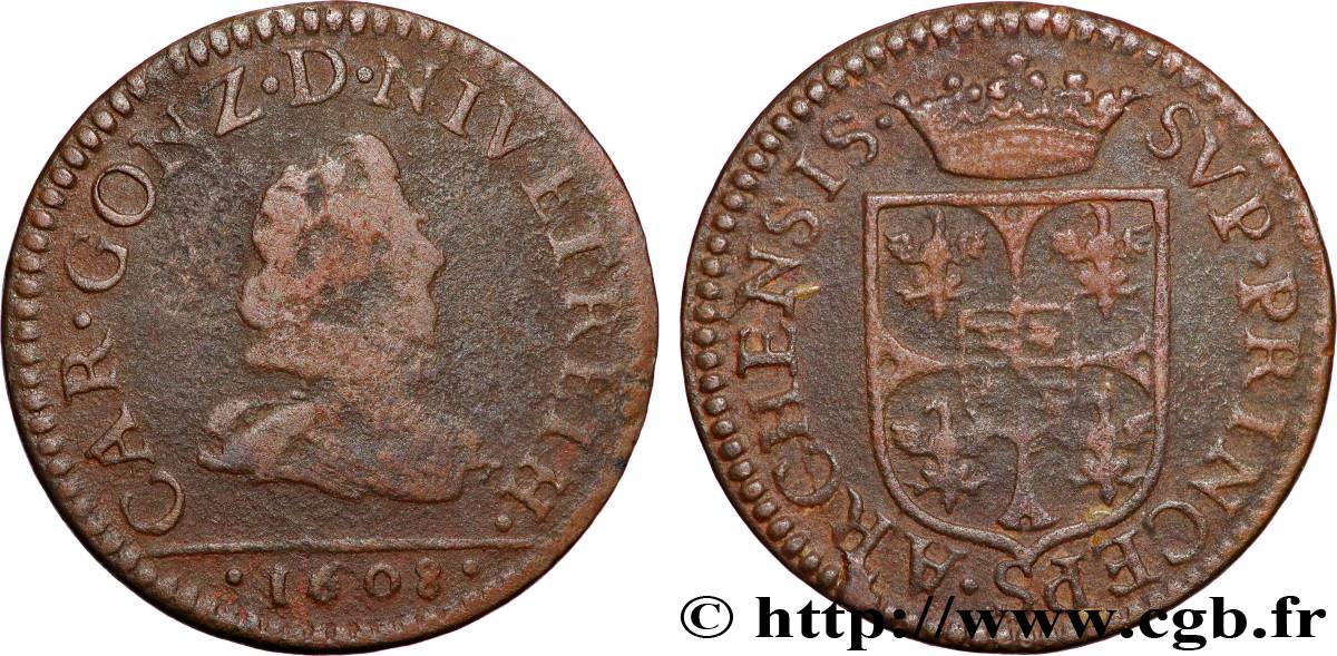 ARDENNES - PRINCIPAUTY OF ARCHES-CHARLEVILLE - CHARLES I OF GONZAGUE Liard, type 2B S