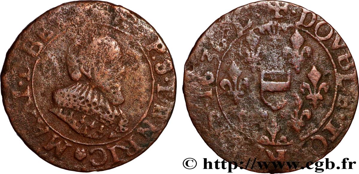 BERRY - PRINCIPAUTÉ DE BOISBELLE-HENRICHEMONT - MAXIMILIEN DE BÉTHUNE, DUC DE SULLY Double tournois, type 1 TB