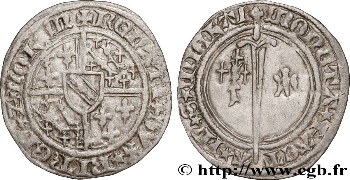 LORRAINE - DUCHÉ DE BAR - RENÉ Ier D ANJOU  Demi-gros d argent de Saint-Mihiel TTB+