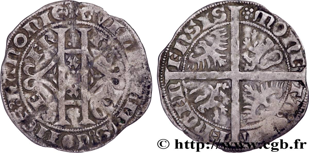 HAINAUT - COMTÉ DE HAINAUT - GUILLAUME III DE BAVIÈRE Plaque au lion ou double gros ou gros vaillant SS
