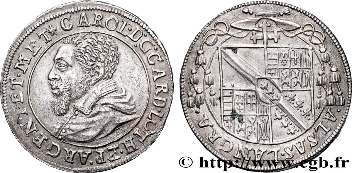 ALSACE - ÉVÊCHÉ DE STRASBOURG ET DE METZ - CHARLES II DE LORRAINE-VAUDÉMONT Teston ou quart de thaler SUP