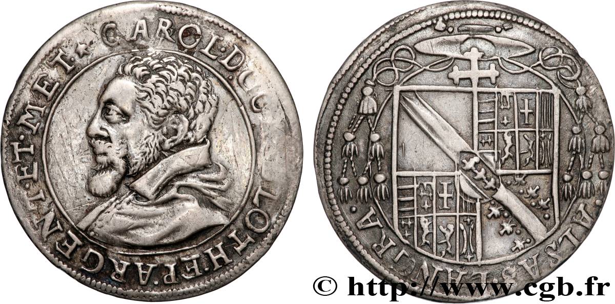 ALSACE - ÉVÊCHÉ DE STRASBOURG ET DE METZ - CHARLES II DE LORRAINE-VAUDÉMONT Teston ou quart de thaler XF/AU