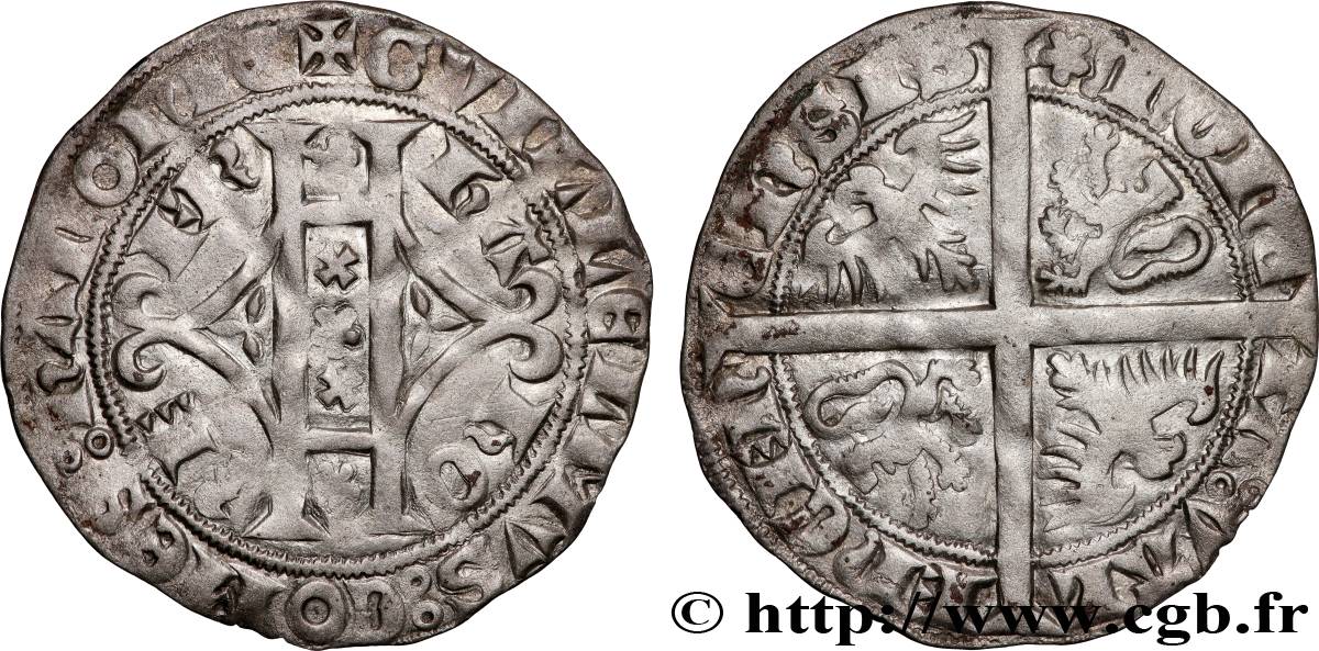 HAINAUT - COMTÉ DE HAINAUT - GUILLAUME III DE BAVIÈRE Plaque au lion ou double gros ou gros vaillant TTB+