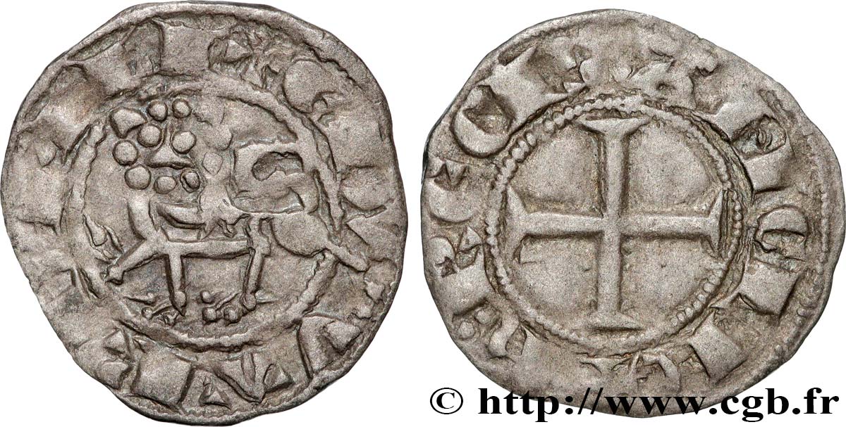 AQUITAINE - DUCHÉ D&nbsp;AQUITAINE - ÉDOUARD Ier  Obole au lion TTB/TB+