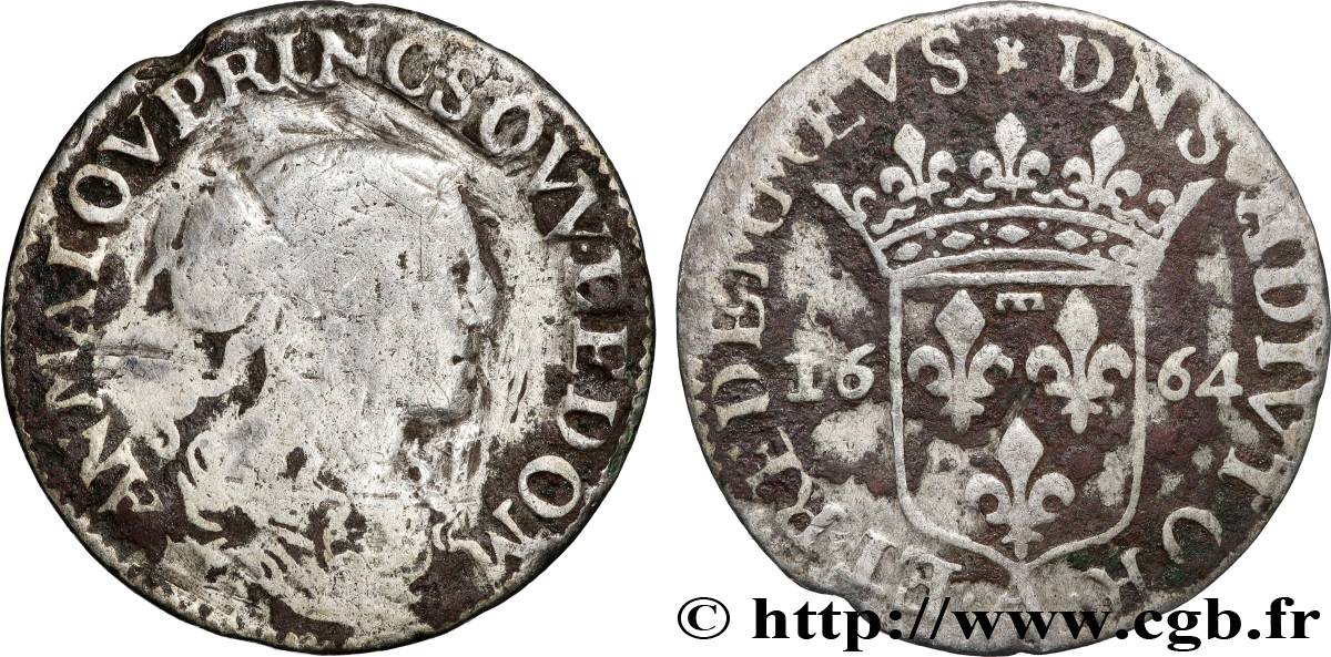 DOMBES - PRINCIPAUTÉ DE DOMBES - ANNE-MARIE-LOUISE D ORLÉANS Douzième d écu TB