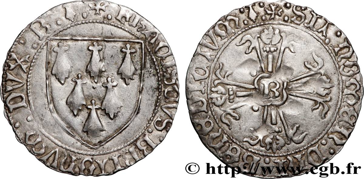 BRETAGNE - DUCHÉ DE BRETAGNE - FRANÇOIS II Gros à l écu TTB+/SUP