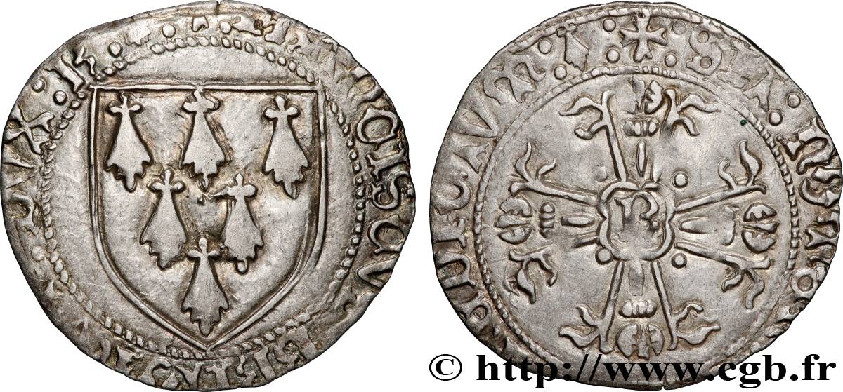 BRETAGNE - DUCHÉ DE BRETAGNE - FRANÇOIS II Gros à l écu TB+/TTB+