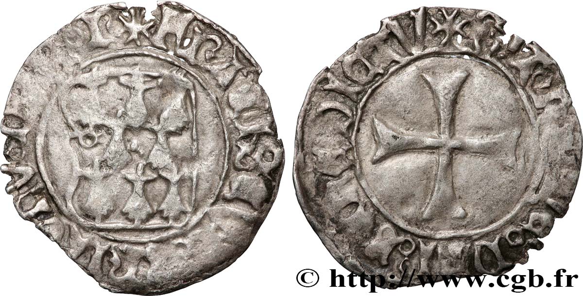 BRETAGNE - DUCHÉ DE BRETAGNE - FRANÇOIS IER ET FRANÇOIS II Blanc à la targe TB+