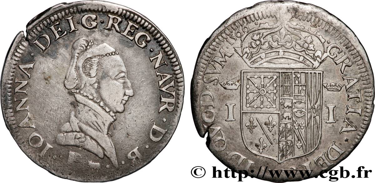 NAVARRE-BEARN - JEANNE OF ALBRET Teston MBC+