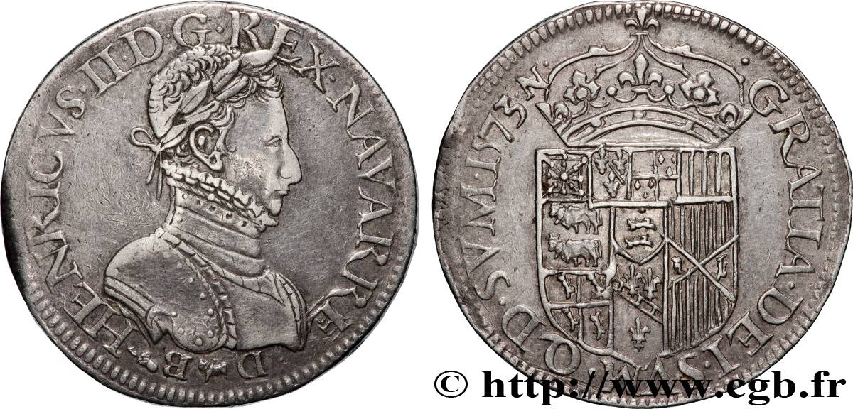 NAVARRE-BÉARN - HENRI III DE NAVARRE, II DE BÉARN Teston TTB+