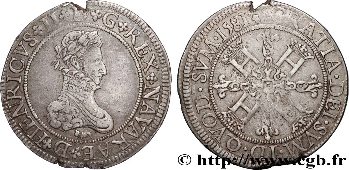 NAVARRE-BÉARN - HENRI III DE NAVARRE, II DE BÉARN Franc TTB+