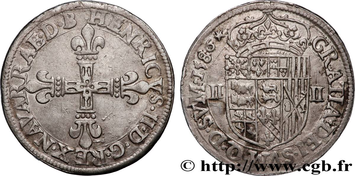 NAVARRE-BEARN - HENRY III Quart d écu fVZ/VZ