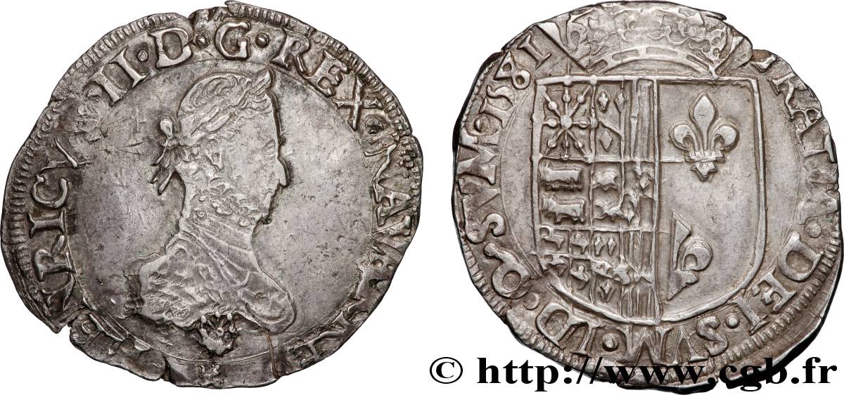 KINGDOM OF NAVARRE - HENRY III Franc fVZ/VZ