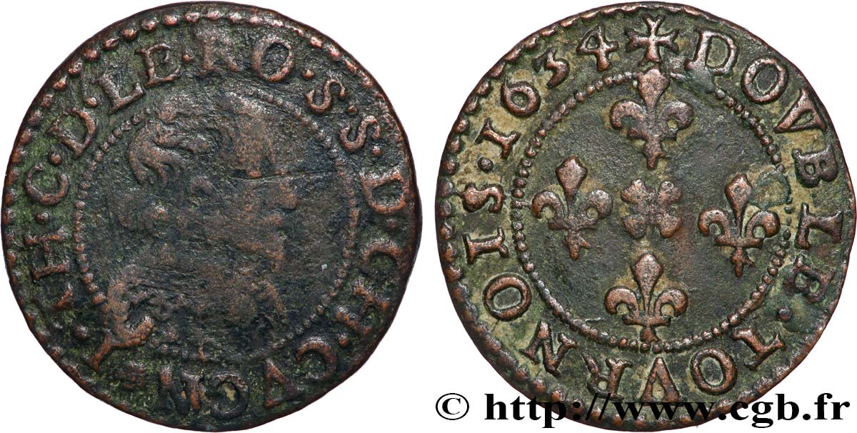 ARDENNES - SEIGNEURIE DE CUGNON - JEAN-THÉODORE DE LÖWENSTEIN Double tournois avec le grand col de dentelle TB+/TTB