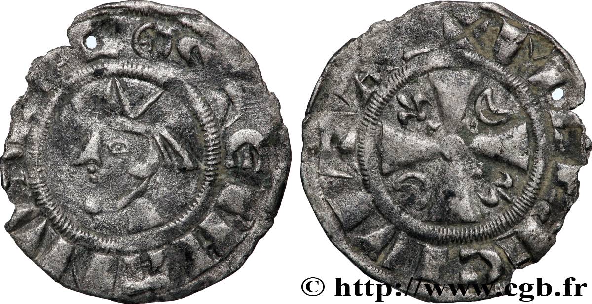 CHAMPAGNE - ÉVÊCHÉ DE MEAUX - ÉTIENNE DE LA CHAPELLE Denier TTB/TB+