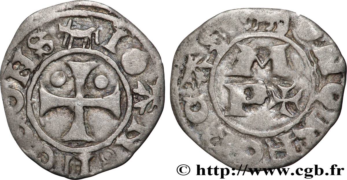 BÉARN - SEIGNEURIE DE BÉARN - JEAN DE GRAILLY Denier TTB/TB+