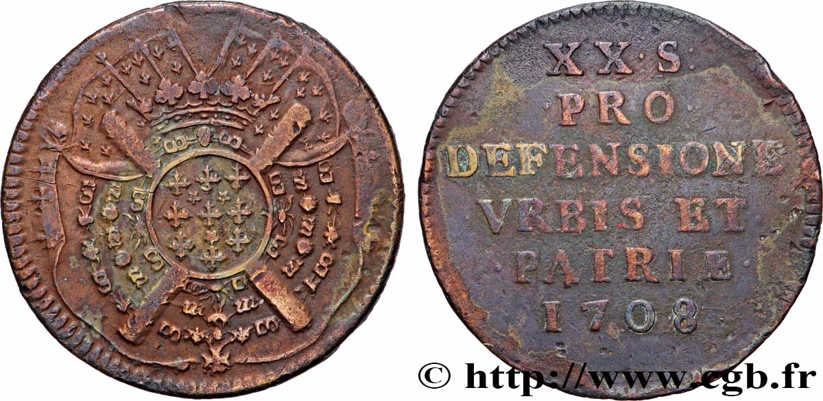 FLANDRE - SIÈGE DE LILLE XX sols, monnaie obsidionale TTB