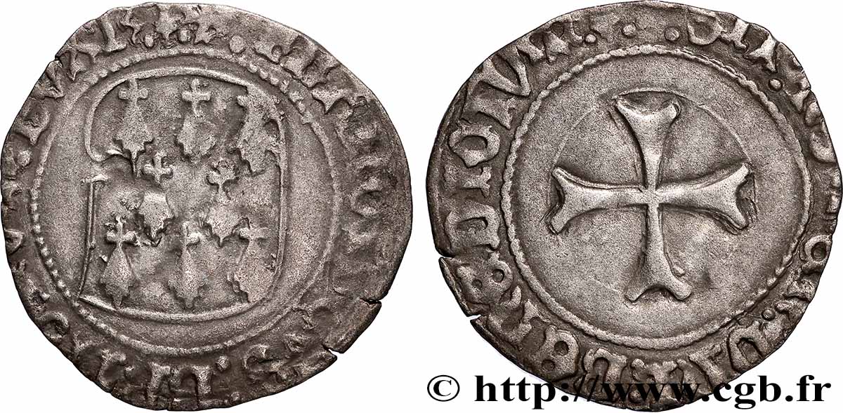 BRITTANY - DUCHY OF BRITTANY - FRANCIS I AND FRANCIS II Blanc à la targe XF