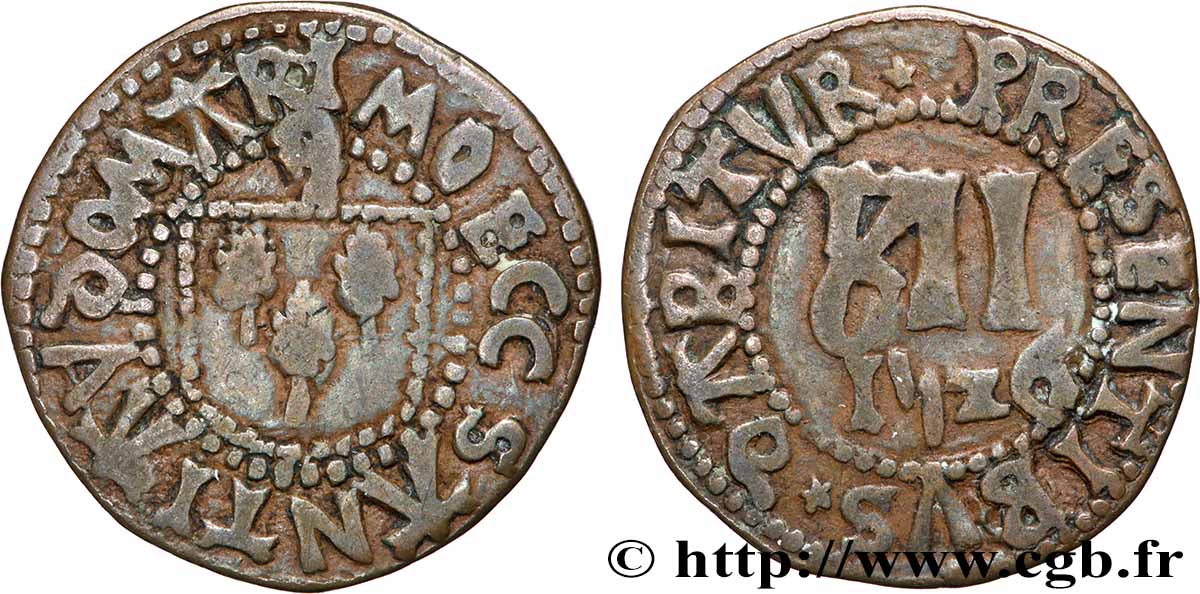 SAINT-OMER - SAINT-BERTIN S CHURCH AND CONVENT Méreau de 12 deniers XF