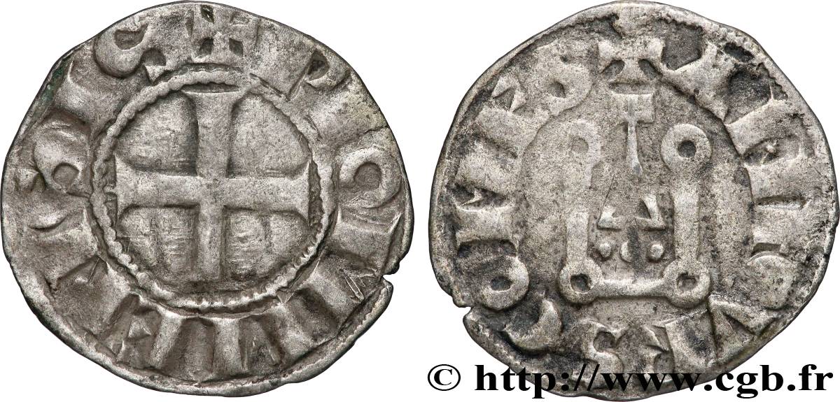 AUVERGNE - COMTÉ DE RIOM - ALPHONSE DE FRANCE Denier TB+