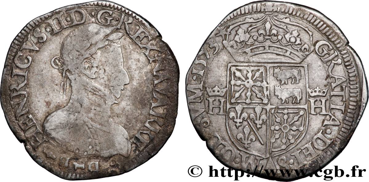 NAVARRE-BÉARN - HENRI III DE NAVARRE, II DE BÉARN Teston TB/TTB