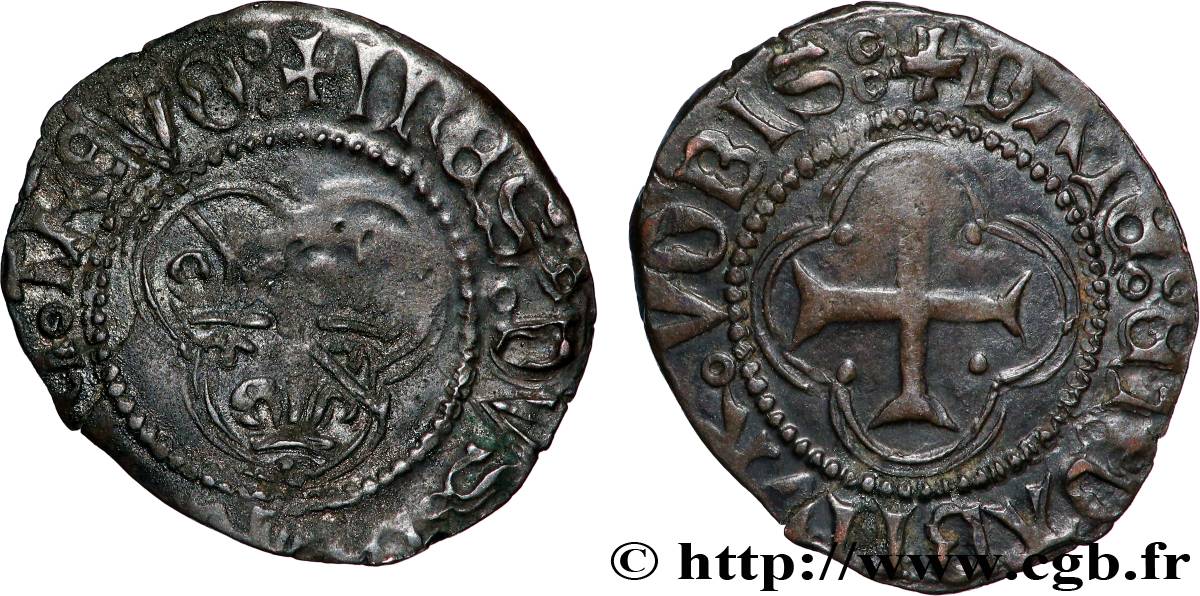 DOMBES - SEIGNEURIE DE TRÉVOUX - JEAN II DE BOURBON Double tournois TB+/TTB