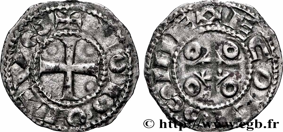 ANGOUMOIS - COMTÉ D&nbsp;ANGOULÊME, au nom de Louis IV d&nbsp;Outremer (936-954) Denier anonyme TTB