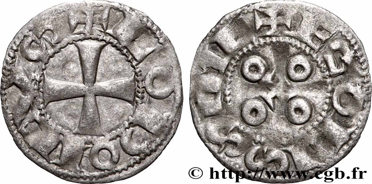 ANGOUMOIS - COMTÉ D&nbsp;ANGOULÊME, au nom de Louis IV d&nbsp;Outremer (936-954) Denier anonyme TTB