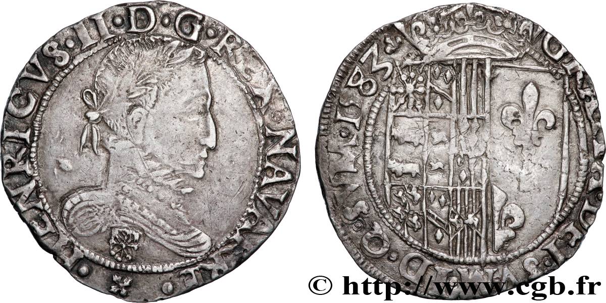 NAVARRE-BÉARN - HENRI III DE NAVARRE, II DE BÉARN Franc TTB+/TTB
