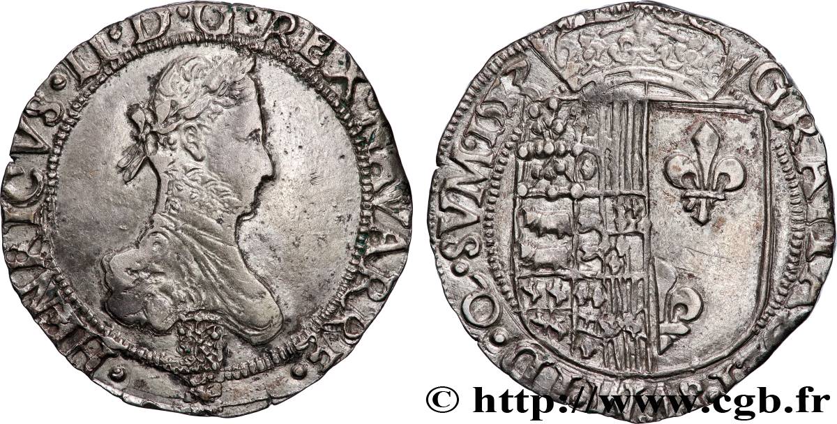 NAVARRE-BÉARN - HENRI III DE NAVARRE, II DE BÉARN Franc TTB/SUP