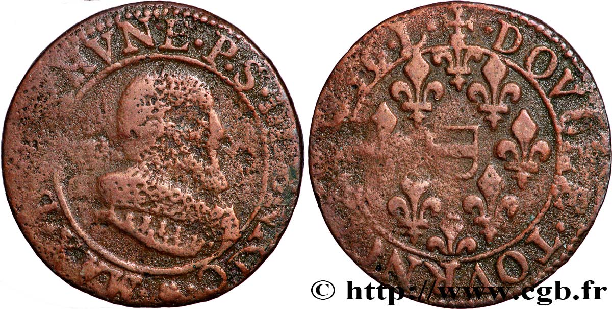 BERRY - PRINCIPAUTÉ DE BOISBELLE-HENRICHEMONT - MAXIMILIEN DE BÉTHUNE, DUC DE SULLY Double tournois, type 1 TB