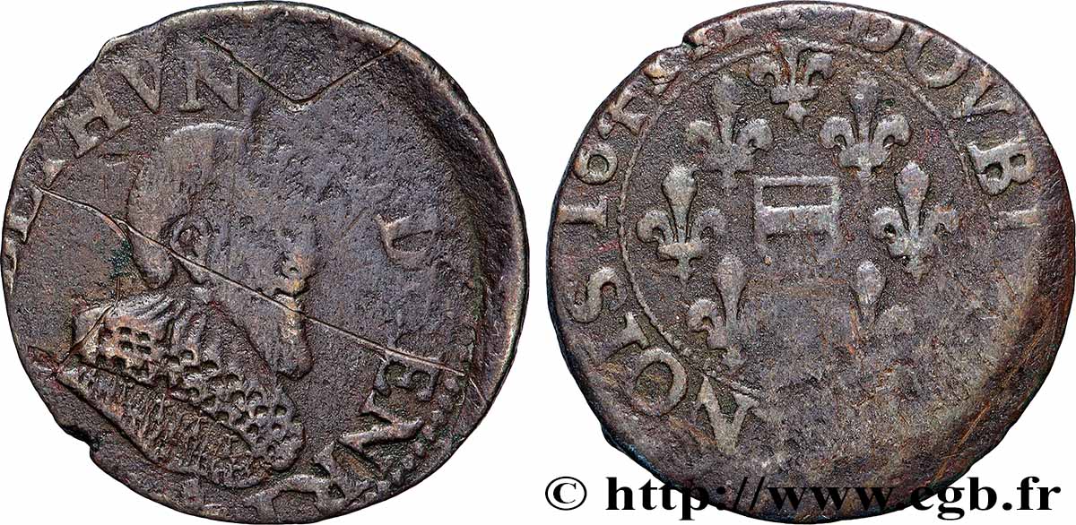 BERRY - PRINCIPAUTÉ DE BOISBELLE-HENRICHEMONT - MAXIMILIEN DE BÉTHUNE, DUC DE SULLY Double tournois, type 3 TB