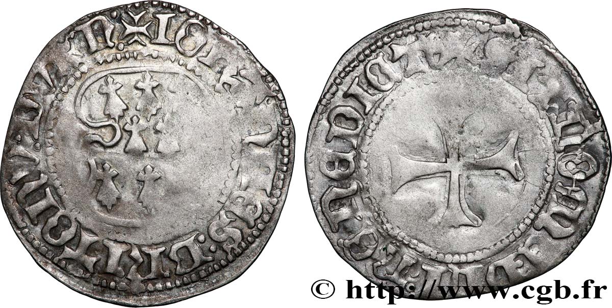 BRETAGNE - DUCHÉ DE BRETAGNE - JEAN V  Blanc à la targe TB+