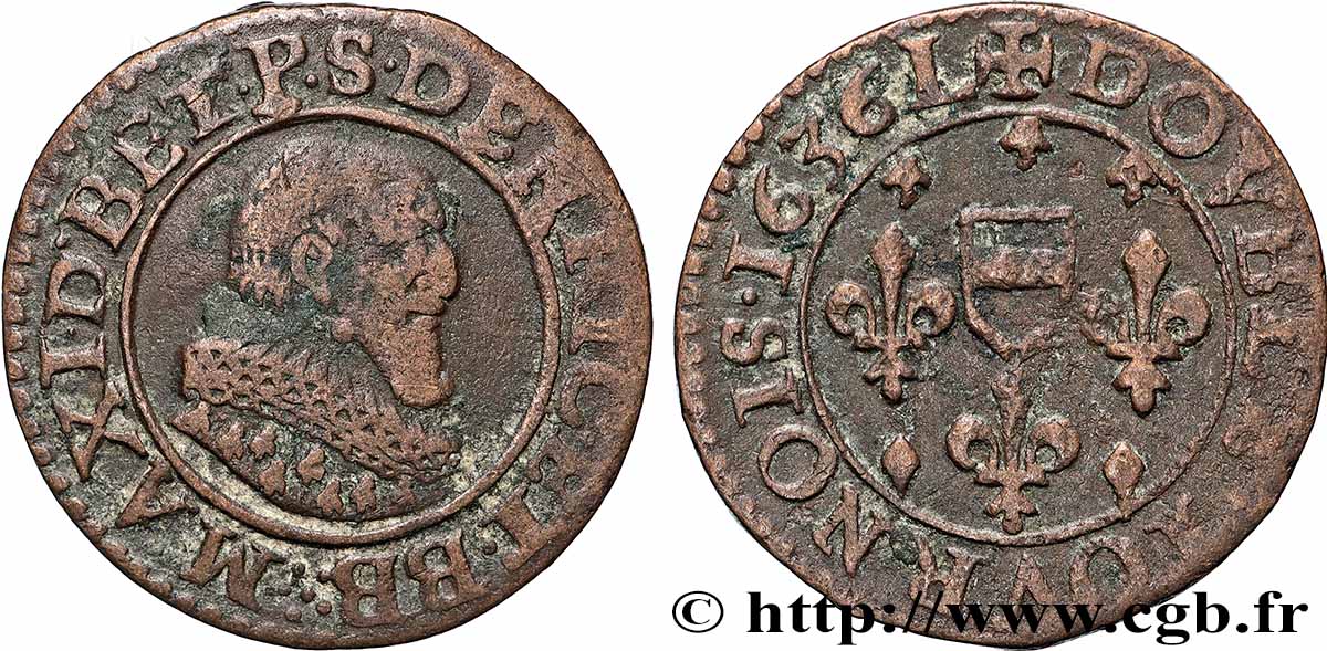 BERRY - PRINCIPAUTÉ DE BOISBELLE-HENRICHEMONT - MAXIMILIEN DE BÉTHUNE, DUC DE SULLY Double tournois, type 1 VF