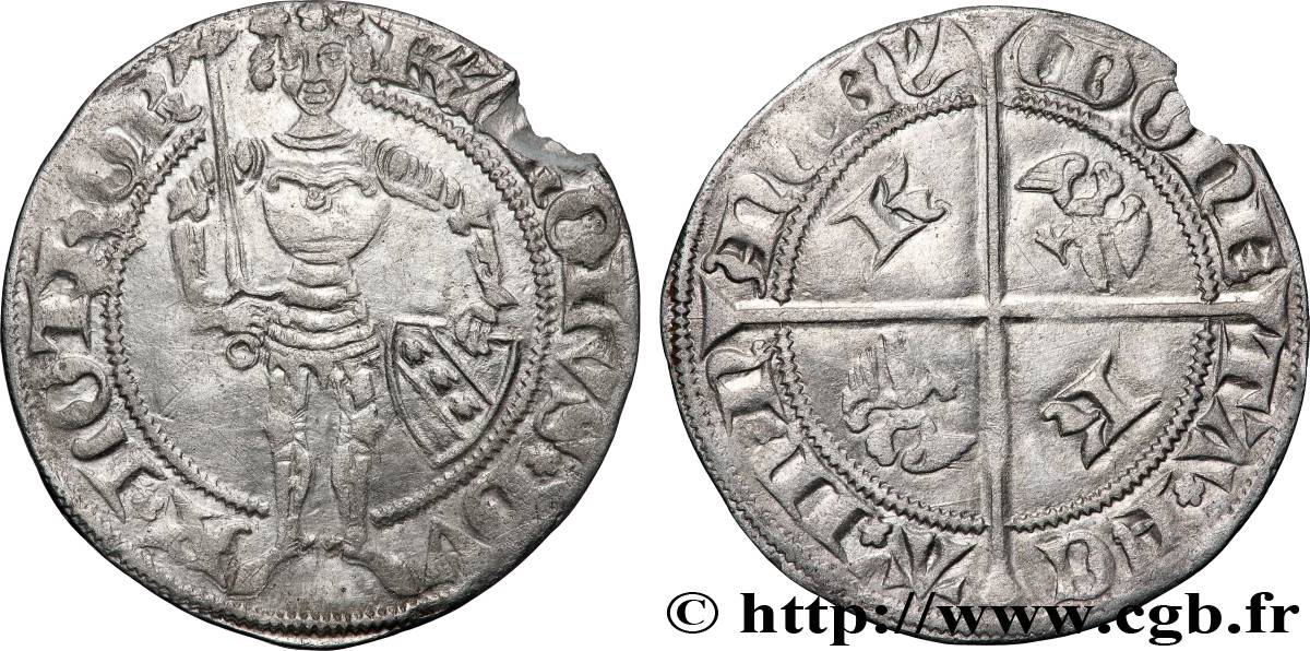 LORRAINE - DUCHÉ DE LORRAINE - CHARLES II Petit gros au cavalier et aux alérions TTB+