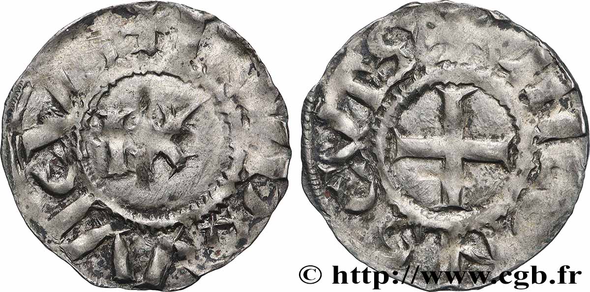 LANGRES - ÉVÊCHE DE LANGRES - ANONYMES. Immobilisation au nom de Louis IV d&nbsp;Outremer Denier TTB