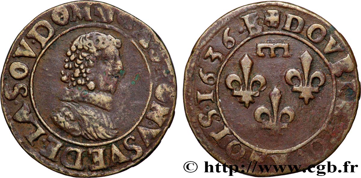 DOMBES - PRINCIPAUTÉ DE DOMBES - GASTON D&nbsp;ORLÉANS Double tournois, type 8 TB+