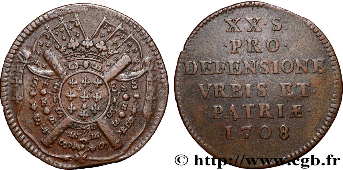 FLANDRE - SIÈGE DE LILLE XX sols, monnaie obsidionale TTB