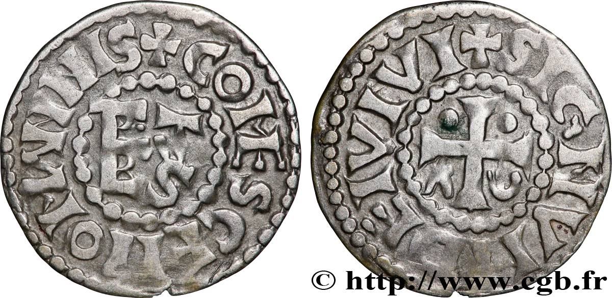 MAINE - COMTÉ DU MAINE - MONNAYAGE D&nbsp;HERBERT Ier ÉVEILLE-CHIEN ET IMMOBILISÉ À SON NOM Denier fVZ