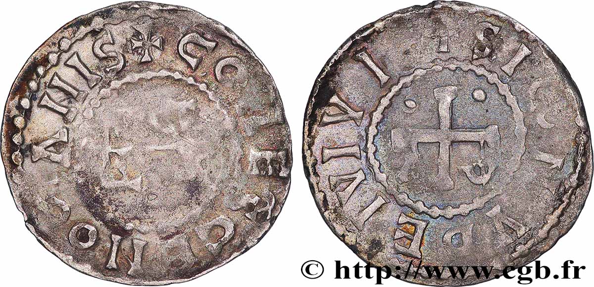 MAINE - COMTÉ DU MAINE - MONNAYAGE D&nbsp;HERBERT Ier ÉVEILLE-CHIEN ET IMMOBILISÉ À SON NOM Denier TTB