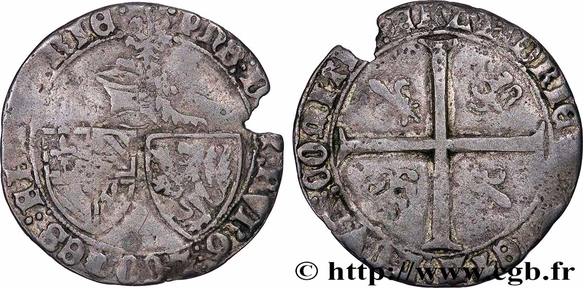 FLANDRE - COMTÉ DE FLANDRE - JEAN SANS PEUR Double gros &nbsp;penning Jans&nbsp; TB