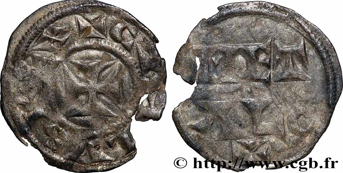 POITOU - COUNTY OF POITOU - COINAGE IMMOBILIZED IN THE NAME OF CHARLES II THE BALD obole AU