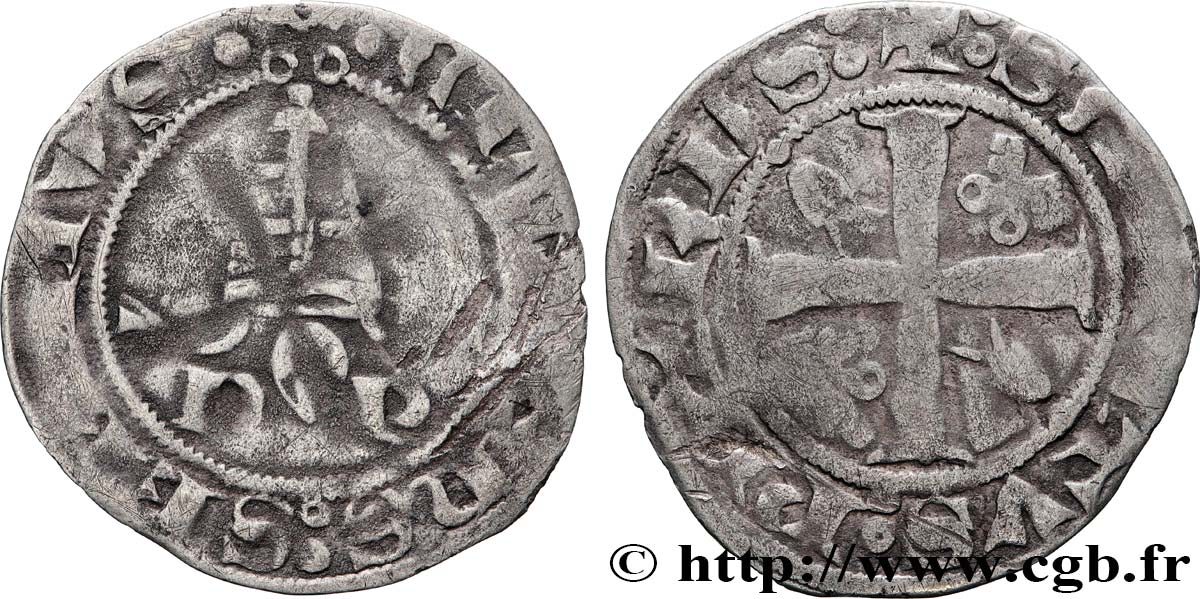 COMTAT-VENAISSIN - AVIGNON - CLÉMENT VII (Robert de Genève) Double denier ou sesino TB/B+