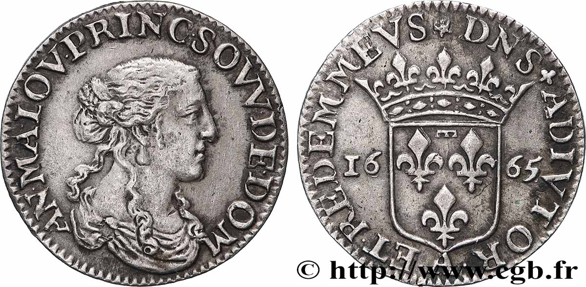 DOMBES - PRINCIPAUTÉ DE DOMBES - ANNE-MARIE-LOUISE D&nbsp;ORLÉANS Douzième d&nbsp;écu TTB+/SUP