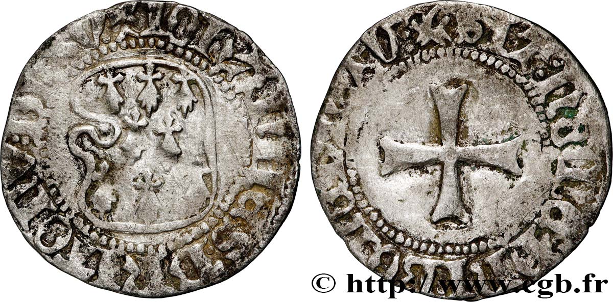 BRETAGNE - DUCHÉ DE BRETAGNE - JEAN V  Blanc à la targe SS/fSS