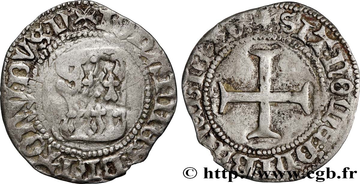 BRETAGNE - DUCHÉ DE BRETAGNE - JEAN V  Blanc à la targe fSS