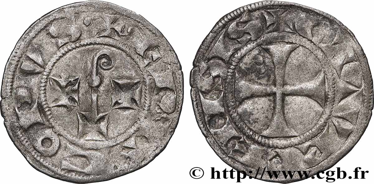 LANGUEDOC - ÉVÊCHÉ DE CAHORS - GUILLAUME DE CARDAILLAC Denier anonyme, caorcenx, caorcin ou cadurcin TTB